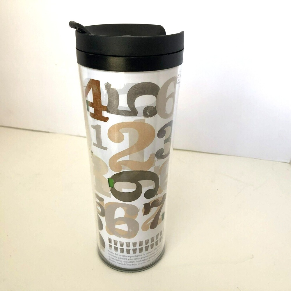 Starbucks Travel Tumbler Numbers 2011 Coffee Cup Mug Locking Lid 16 oz  BPA free